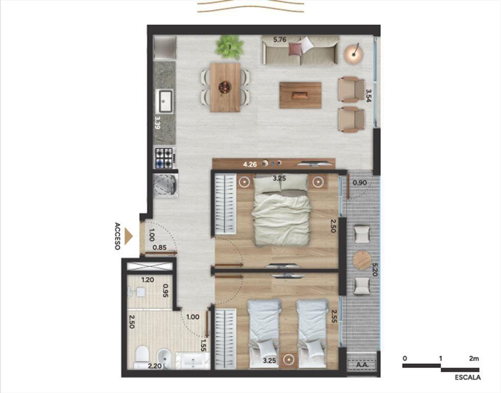 APARTAMENTO 2 DORMITORIOS CON BALCON Y GGE