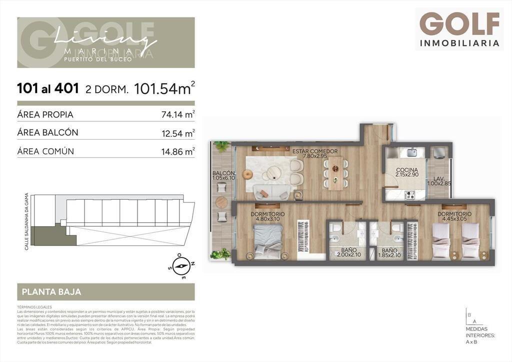 Venta de Apartamento 2 dormitorios en Puertito del Buceo