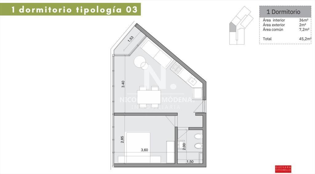 Apartamento en venta de 1 dormitorio, Punta Del