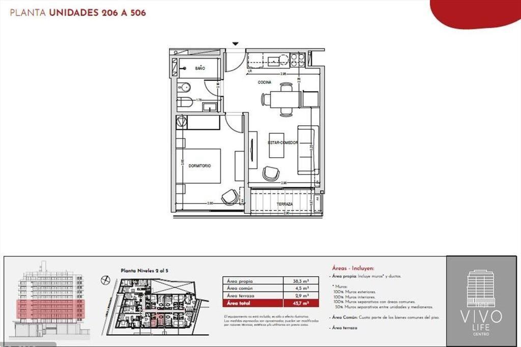 Venta apartamento un dormitorio Vivo Life Centro