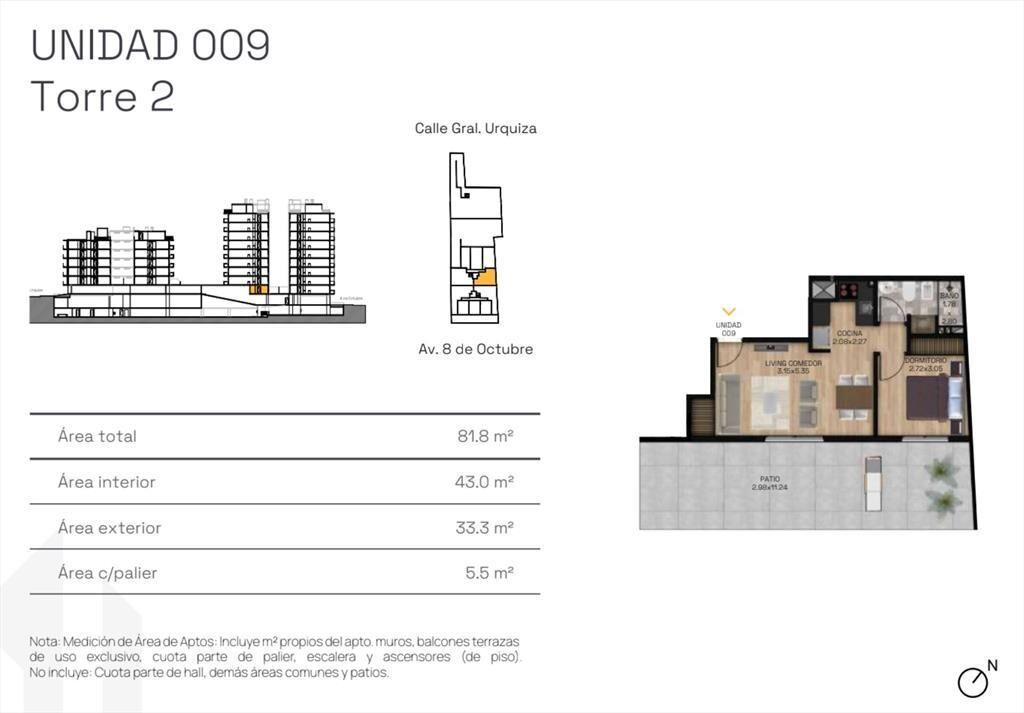 VENTA APARTAMENTO 1 DORM PATIO LA BLANQUEADA POZO