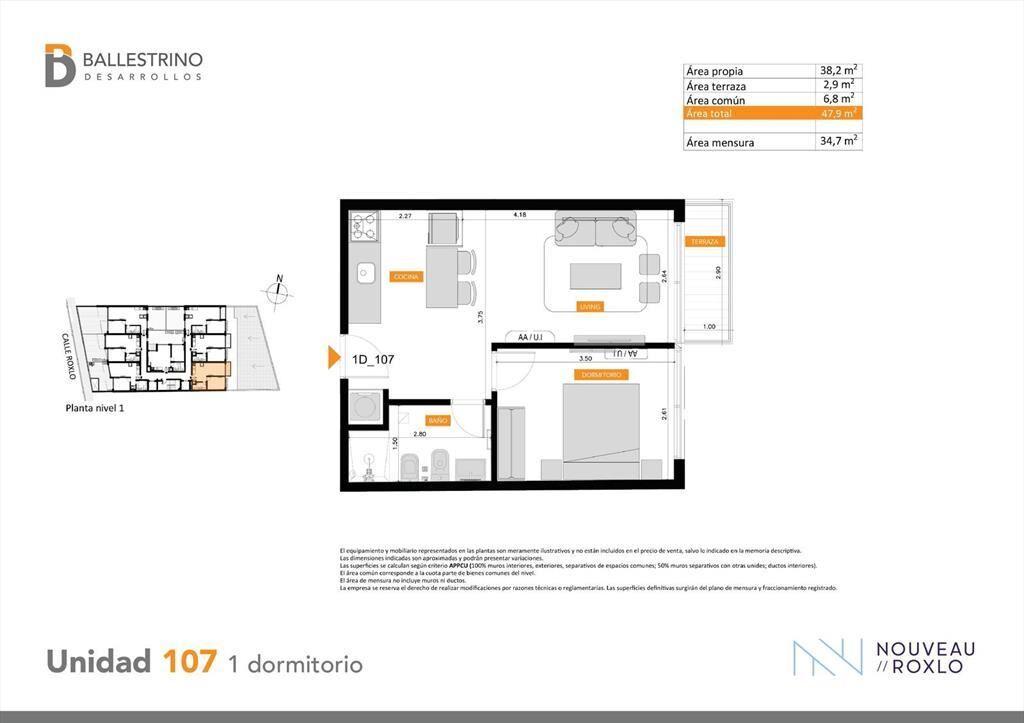 Venta Apartamento 1 Dormitorio en Cordón
