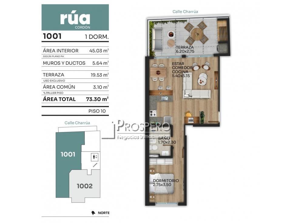 va1585/4 venta penthouse 1 dorm RUA CHARRUA