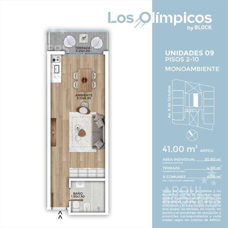 Venta apartamento monoambiente en La Blanqueada - 809
