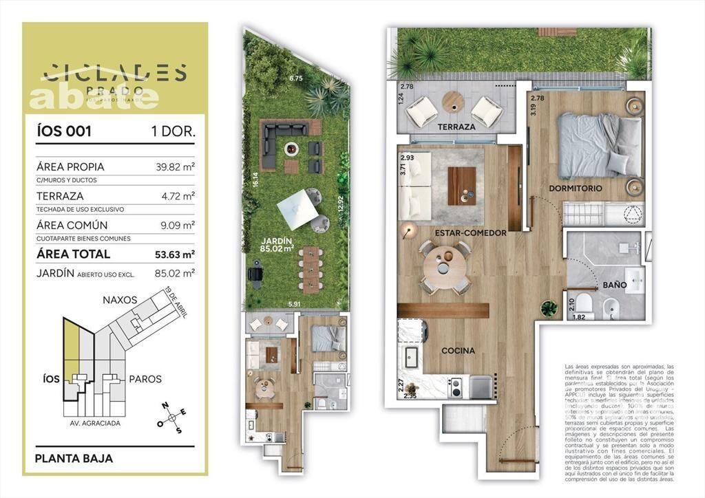 Apartamento 1 dormitorio con gran jardín de uso exclusivo a