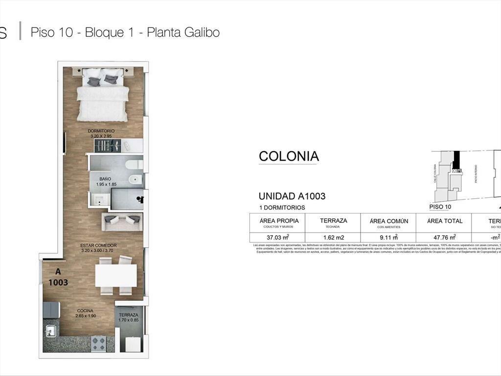 Apartamento piso alto, 1 dormitorio, ocupación inmediata