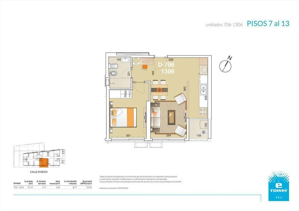 Venta apartamento 1 dormitorio en Piso alto con renta