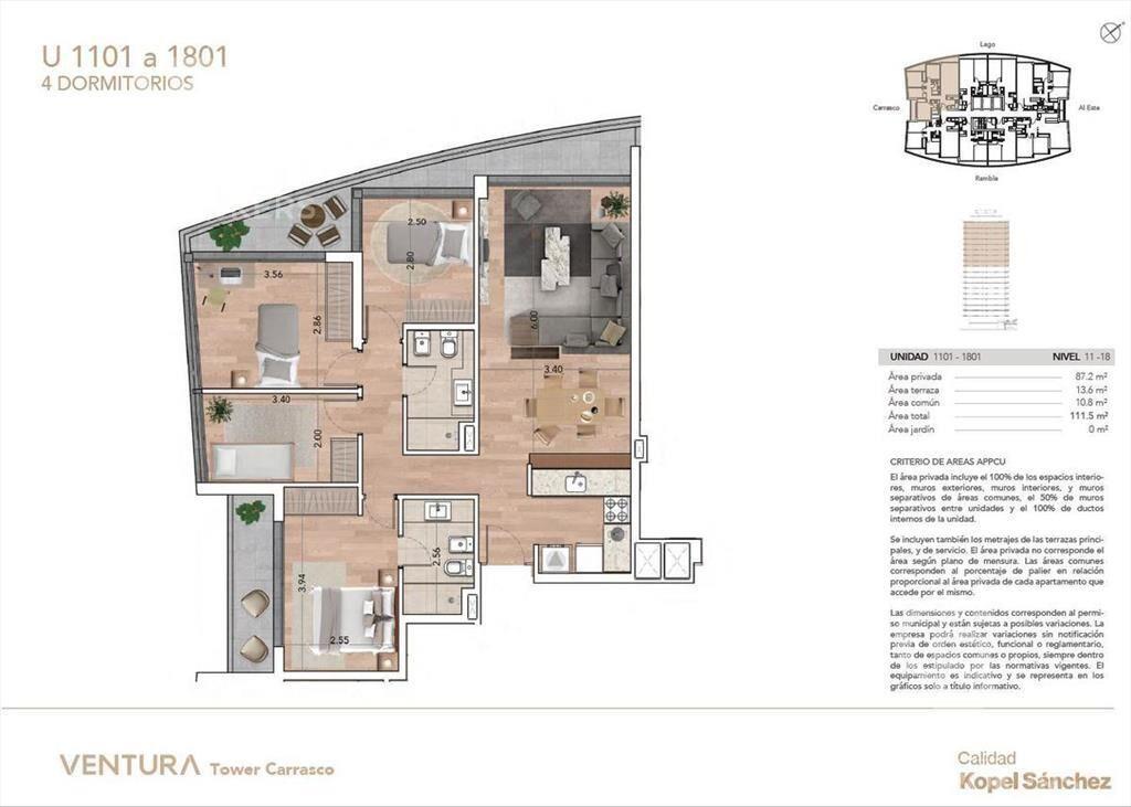Apartamento 3 dormitorios en alquiler con muebles en Barra