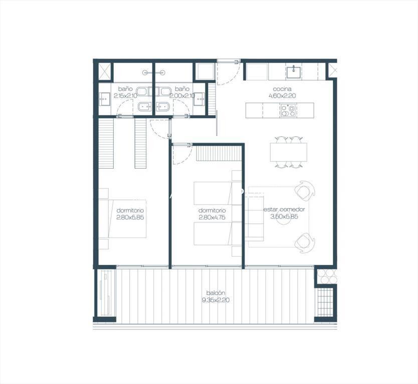 Nirán, apartamento de 2 dormitorios en Punta