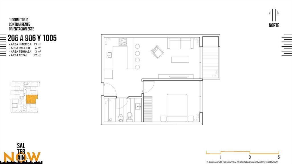 Venta de apartamento de 1 dormitorio en Cordón Sur