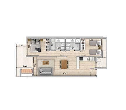 Apartamento de dos dormitorios en venta en Malvín - 204