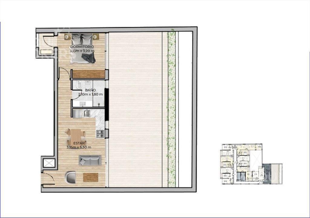 Apartamento de un dormitorio en venta en Centro - 208