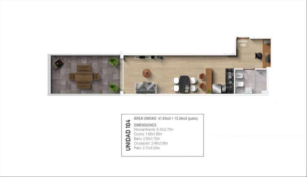 Venta Apartamento Parque Batlle Monoambiente 1 Baño Patio