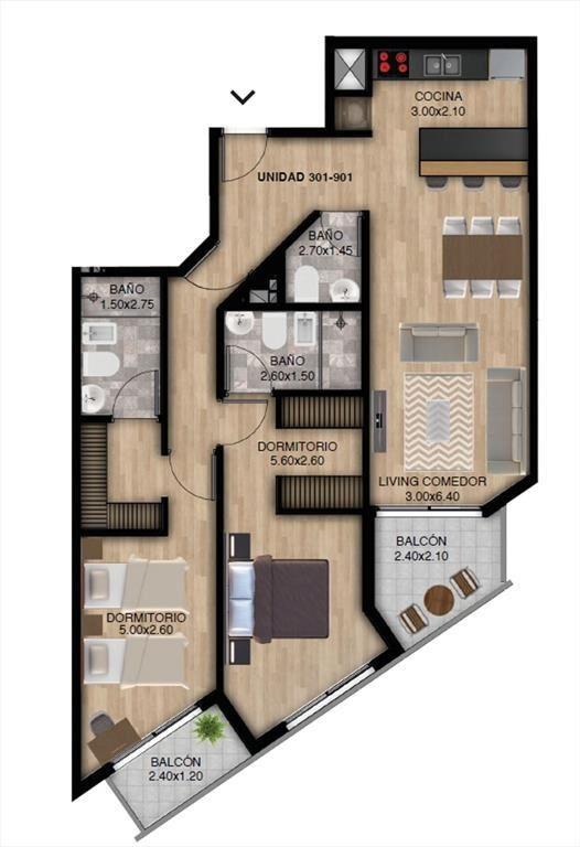 VENTA APARTAMENTO 2DORM 2B 1 TOILET POCITOS POZO