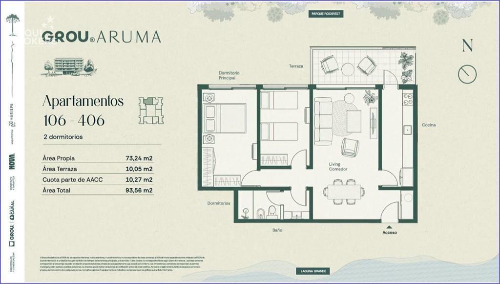 Apartamento de dos dormitorios en venta en Parque Miramar -