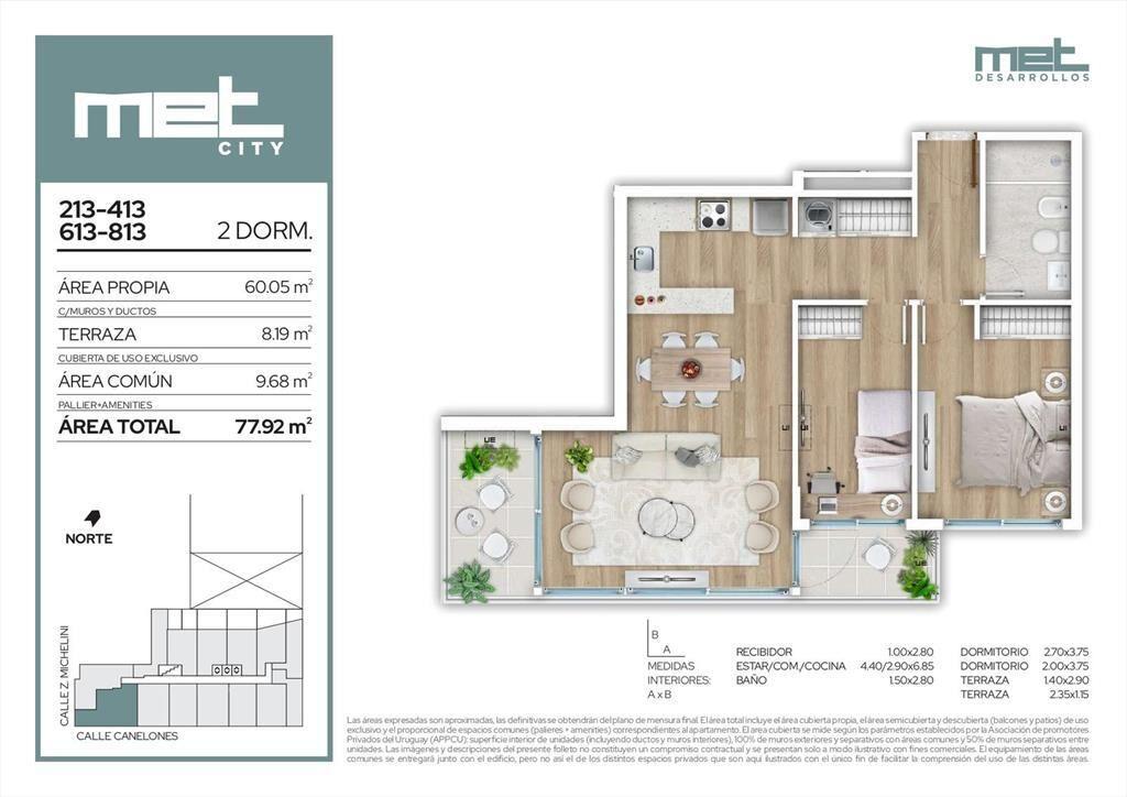 Venta Apartamento 2 Dormitorios en Barrio Sur