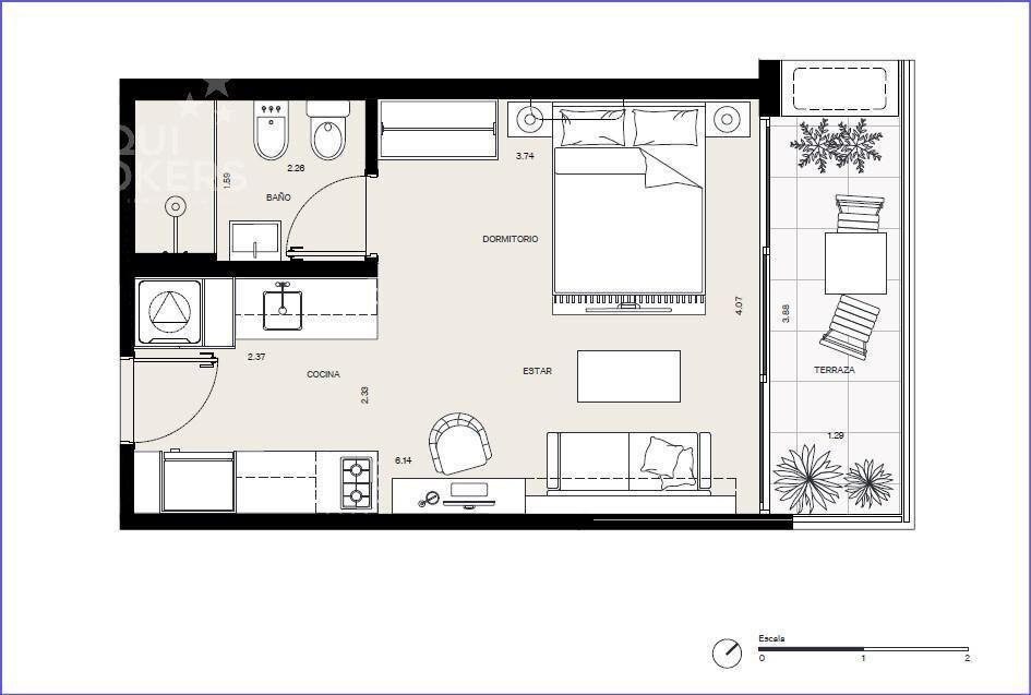 Apartamento monoambiente en venta en Buceo - 406