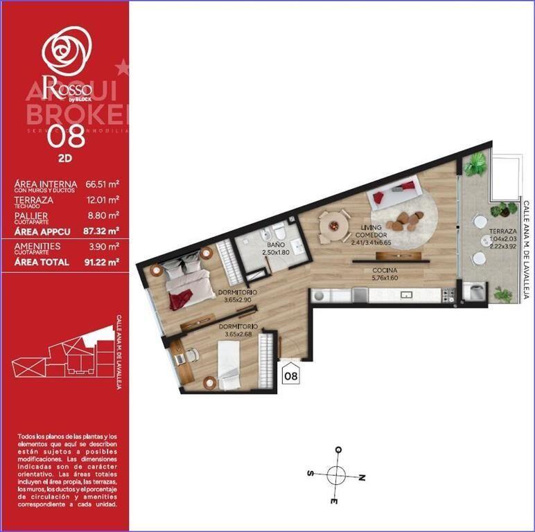 Apartamento de dos dormitorios en venta en Cordón -308