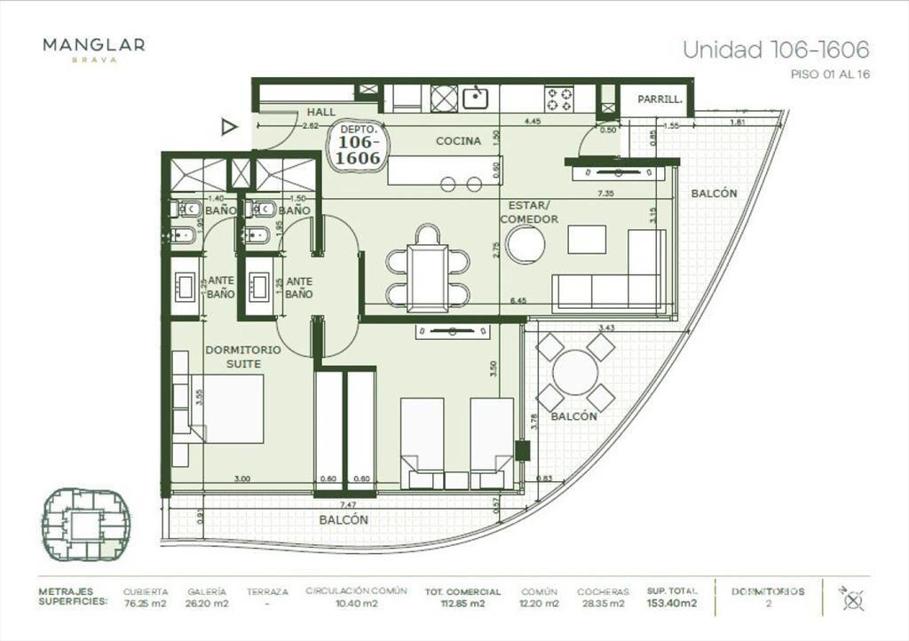 Apartamento de 2 dormitorios en venta, Playa Brava Punta de