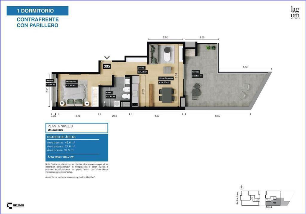 Apartamento  de un dormitorio en venta en Tres Cruces - 305