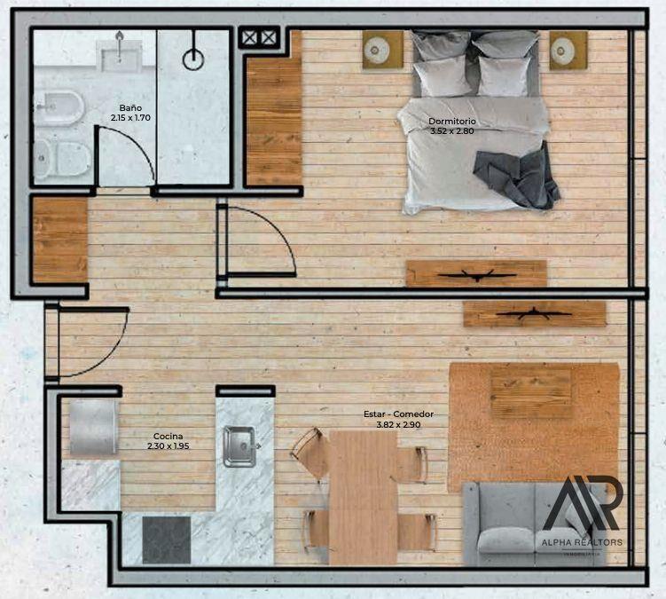 Apartamento en venta de 1 dormitorio en Pocitos Nuevo