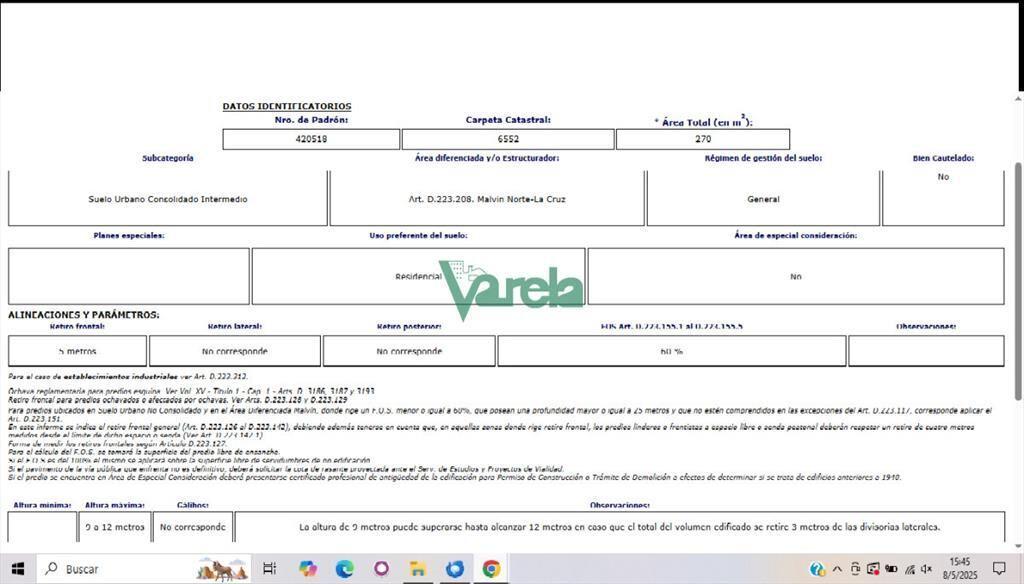 Venta Terreno Baldio Esquina Malvin Norte entrega