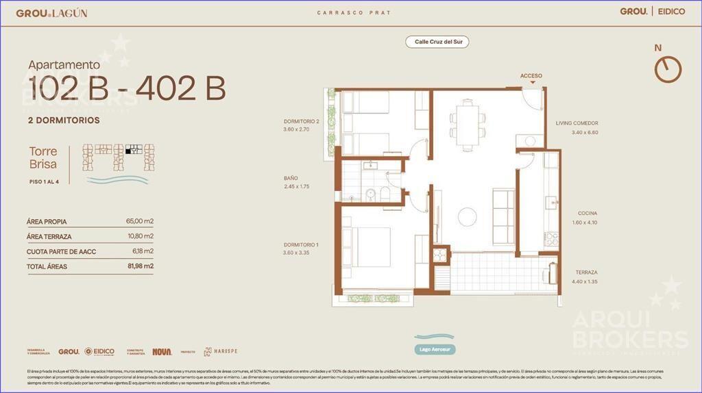 Apartamento de dos dormitorios en venta en Carrasco Este -