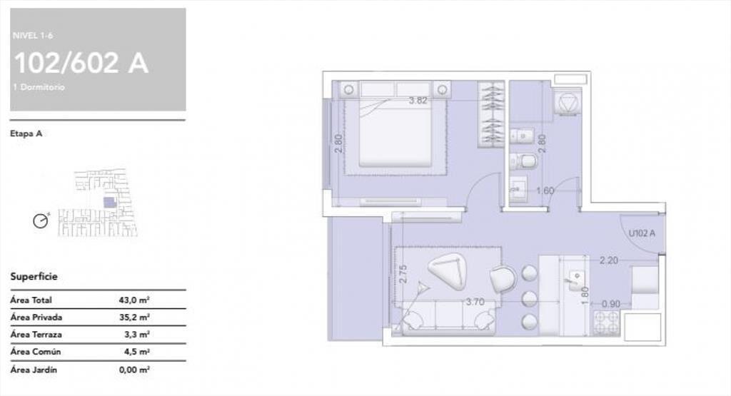 Venta apartamento 1 dormitorio en La Blanqueada a estrenar