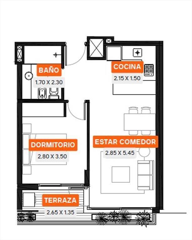 VENTA apto en CONSTRUCCION - 1 Dormitorio