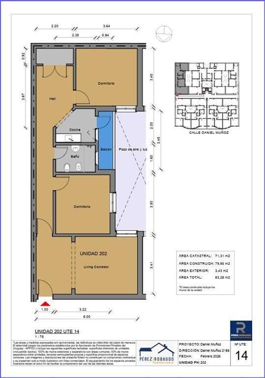Apartamento de dos dormitorios en venta con renta en Tres C