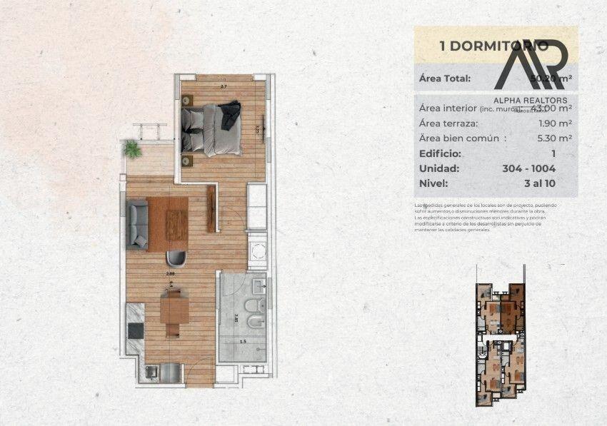 Apartamento en venta c/ cochera en Cordón