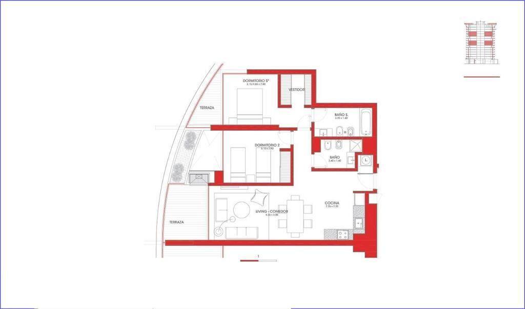Apartamento de dos dormitorios en venta en Parque Roosevelt