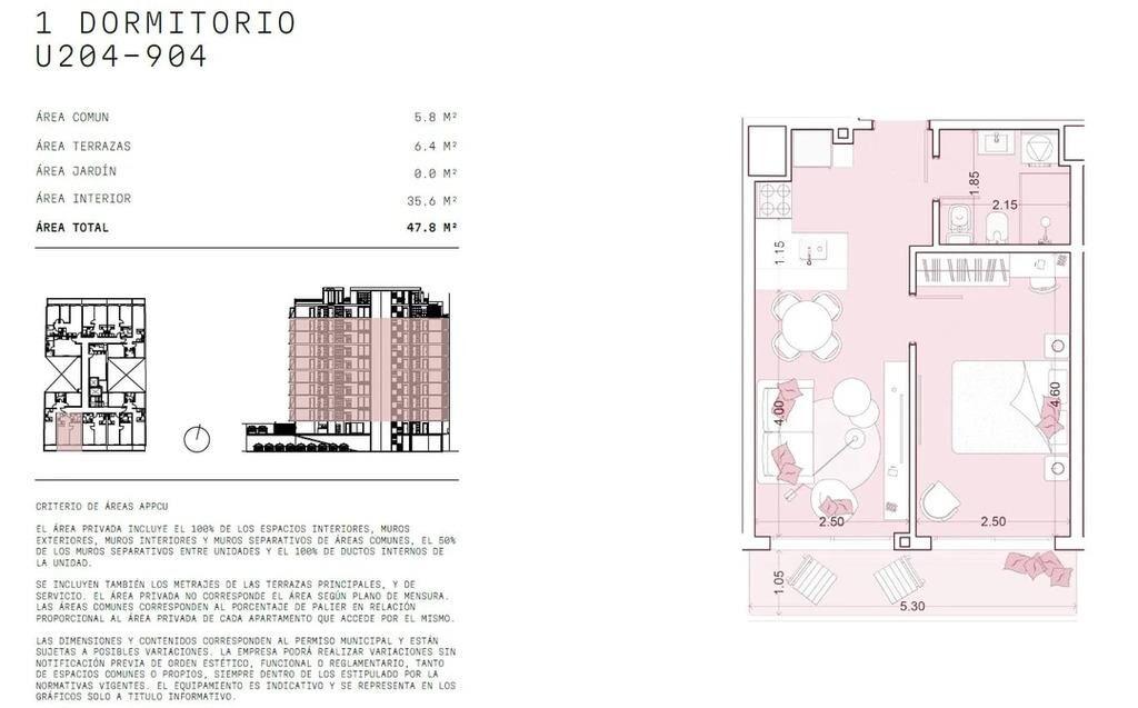 Venta de apartamento 1 dormitorios en Ventura Uptown, Cordó