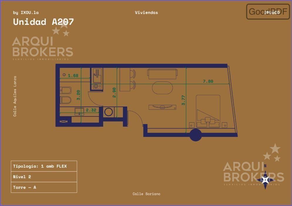 Apartamento monoambiente en venta en Centro -207A