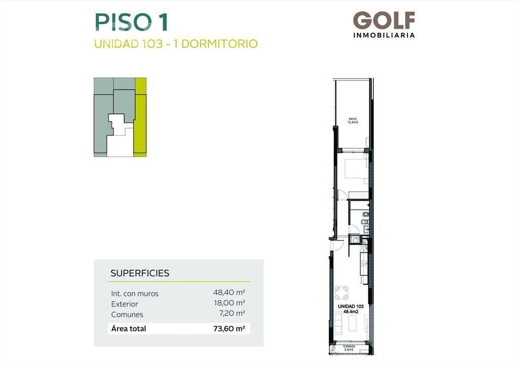 Venta apartamento de 2 dormitorios con terraza en Parque Ba