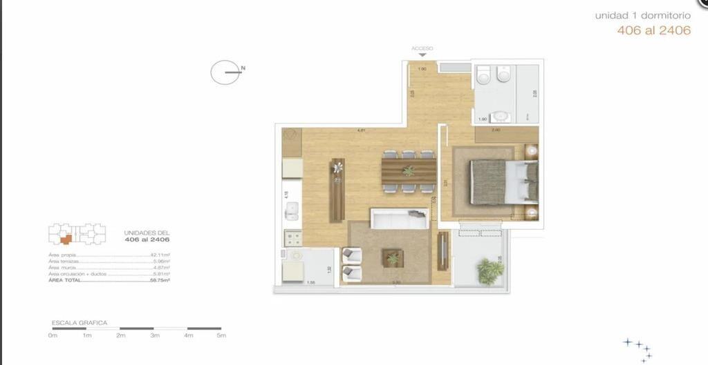 Venta apartamento de 1 dormitorio en Estrellas del Sur T 25