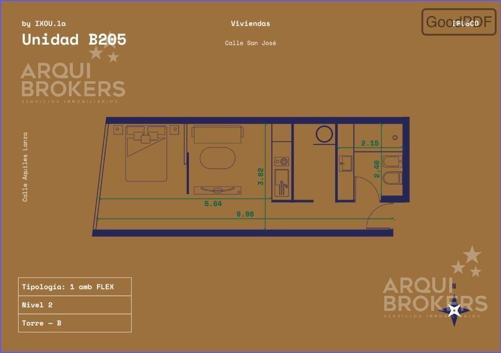 Apartamento monoambiente en venta en Centro -205B