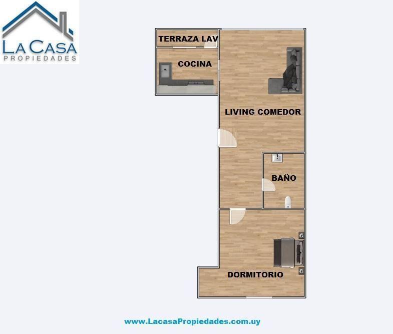 Apartamento de1 dormitorio en alquiler en Barrio Sur
