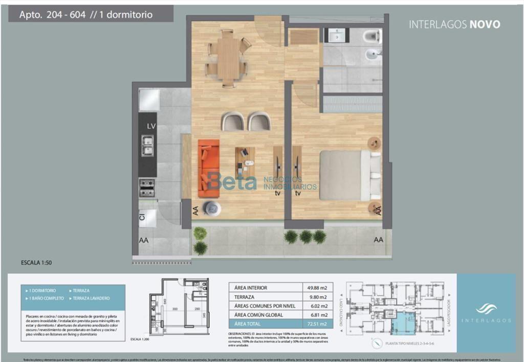 VENTA APARTAMENTO 1 DORM INTERLAGOS