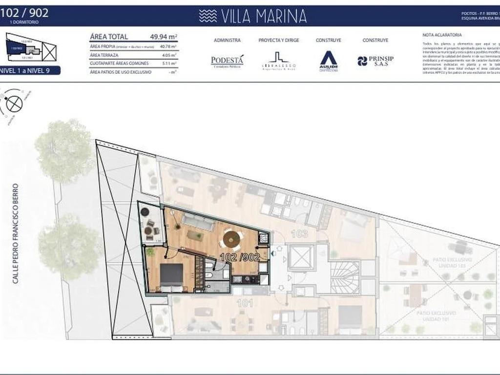 Venta de apartamento de 1 dormitorio en Villa Marina, Pocito