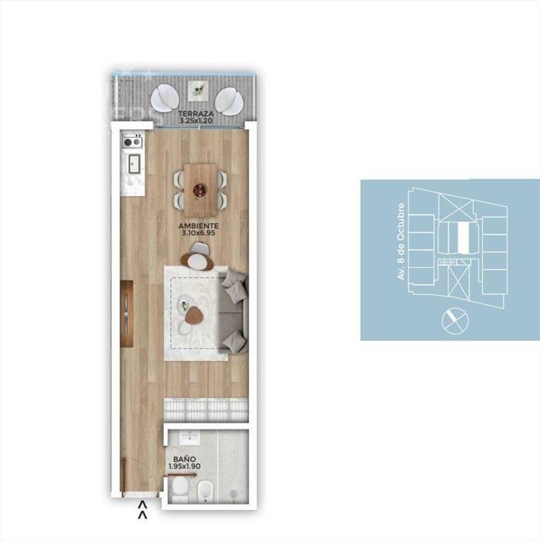 Apartamento monoambiente en venta con renta en La Blanquead