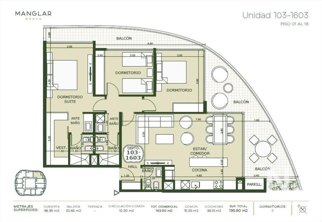 Apartamento de 3 dormitorios en venta, Playa Brava Punta de