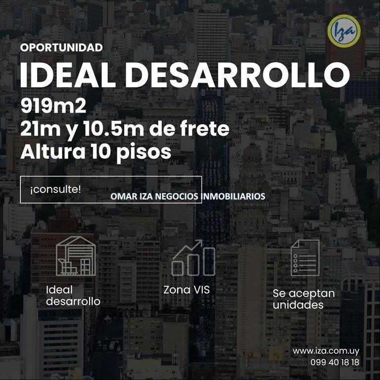 Venta terreno centro. 3 padrones edificio Zona VIS 10 pisos