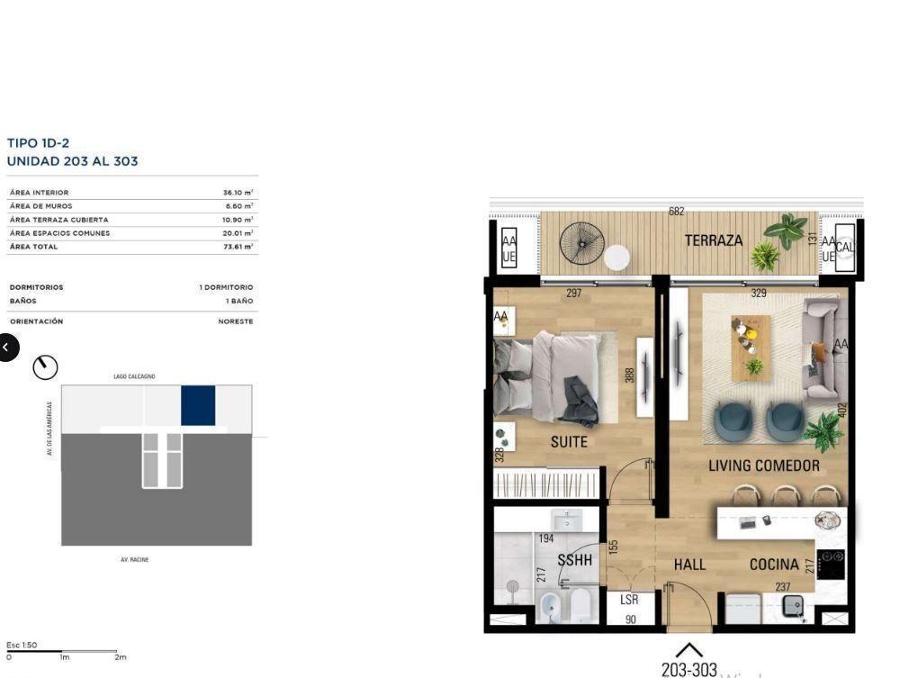 Apartamento de un dormitorio en venta con renta en Carrasco