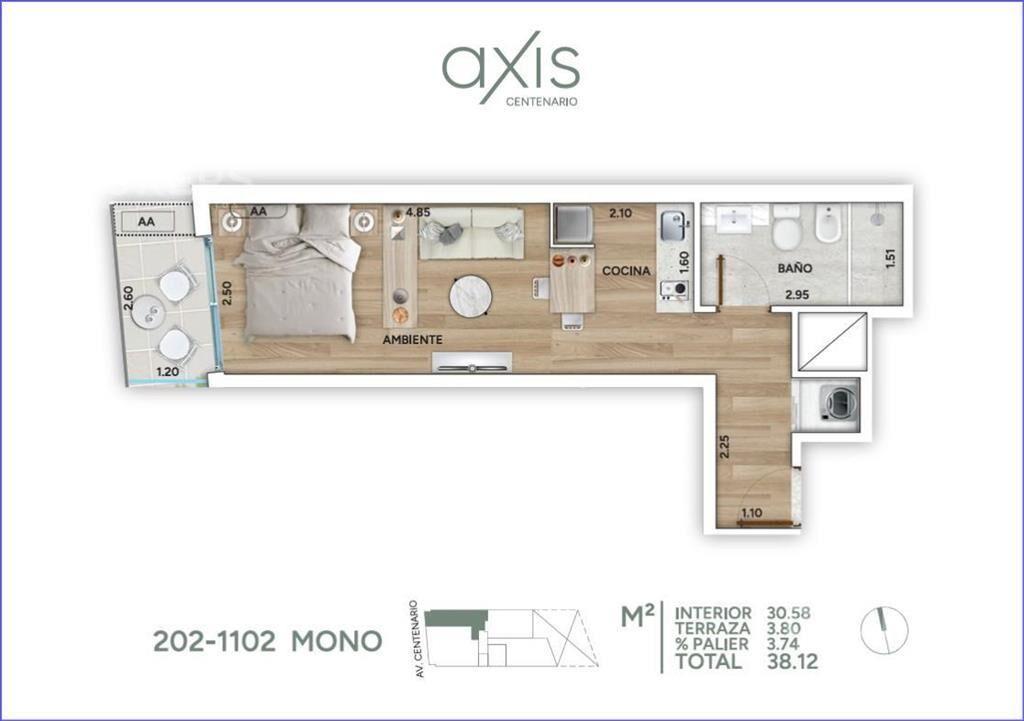 Apartamento monoambiente en venta en La Blanqueada - 902