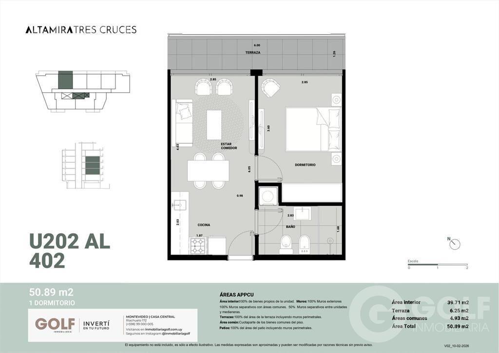 Venta de apartamento de 1 dormitorio en Tres Cruces