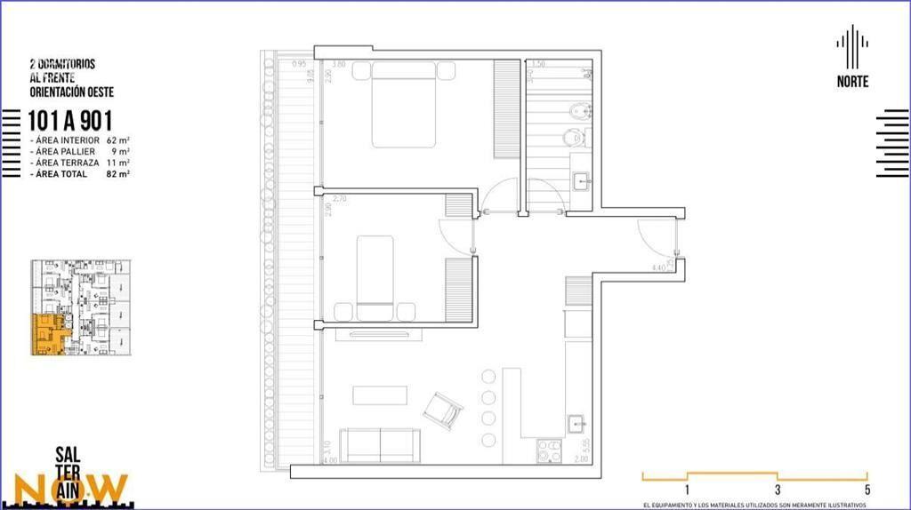 Apartamento de dos dormitorios en venta en Cordón - 101