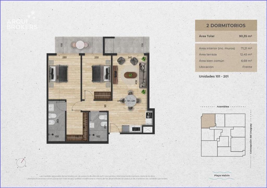 Apartamento de dos dormitorios en venta en Malvín - 101