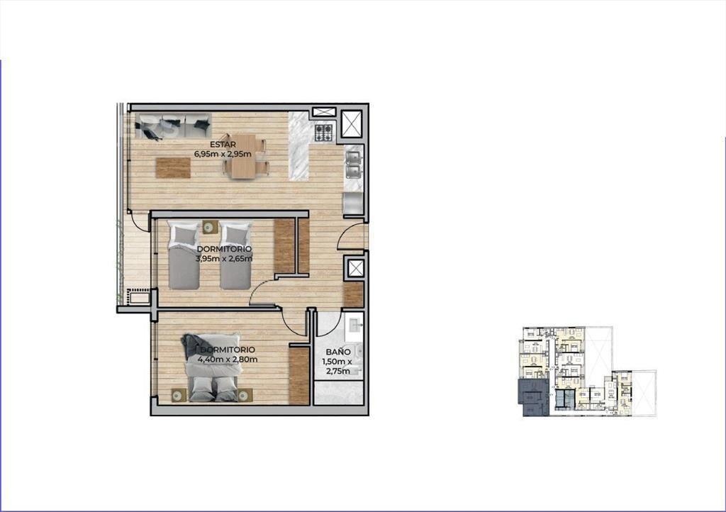Apartamento de dos dormitorios en venta en Centro - 401