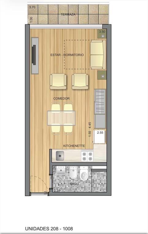 Apartamento monoambiente en venta en Parque Batlle
